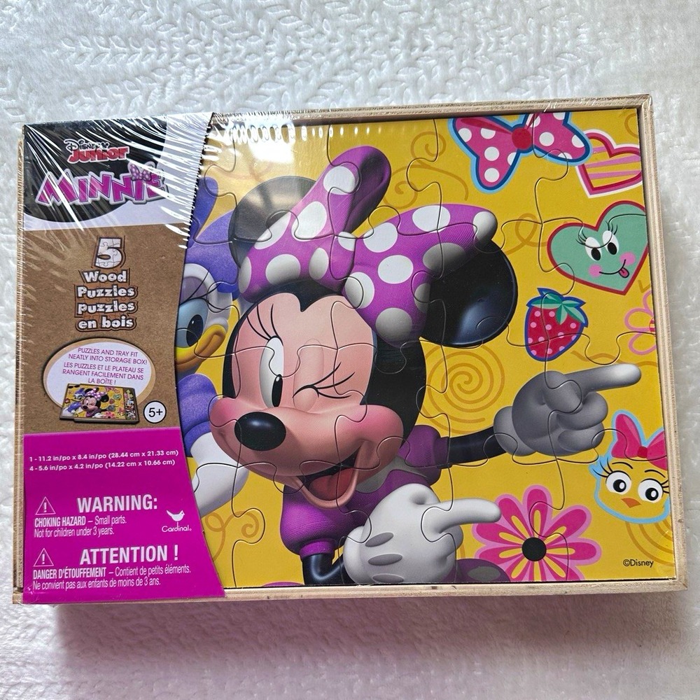 Spin Master Minnie Mouse Wooden Puzzle Set, Multicolor, Ages 5+